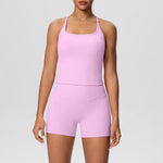 New 2Pcs Yoga Sets Naked Feel Women Workout Fitness Gym Clothes High Waist Yoga Shorts And Sports Bra Impact Shorts Workout Sets