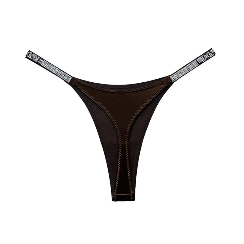 Sexy Panties Women Thongs Rhinestones G string Letter Diamonds Sports Thong Low Waist Briefs T-back Fitness Size S-XL