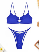 Hollow Out Bikini 2026 Solid Ring Link Swimsuit Women Padded Swimwear Female Bathers Bathing Swimming Swim Suit Beachwear