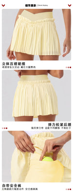 Tight Yoga Sets Women's Tracksuit Sexy Color Contrast Hollow Out Sports Bra High Waist Pleate Tennis Short Skirt Fitness Suits
