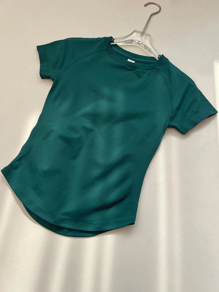 Sport Shirt Women Fitness Impact Short Sleeve Top Gym Workout Yoga Blouse Quick Dry Breathable Running Tee Top