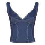 2026 Street style stretch imitation denim camisole V-neck slim fit versatile hot girl top