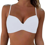 Sexy Bikini Tops Backless Butterfly Hook Design V-Neck Front Knotted Swimwear Tops Backless Bikini Bra