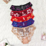 5pcs Lace Sexy Women Panties Mid Waist Perspective Floral Ladies Briefs Breathable Comfortable Female Underwear
