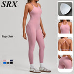 Seamless Yoga Jumpsuits Sports Fitness Cross Straps Beauty Back Peach Hip Raise Tight One-piece Gym Workout Bodysuits for Women