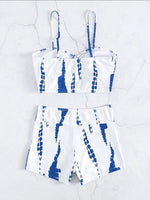 2026 Tie Dye Bikini Drawstring Swimsuit Women High Waist Shorts Swimwear Female Padded Bathing Suit Swimming Beachwear Summer