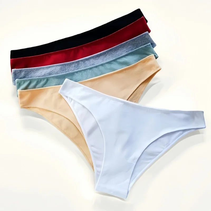 5Pcs/Set Cotton Classic Panties Women Low Rise Briefs Solid Color Breathable Underwear Sexy Lingerie Intimates Underpants M-XXL