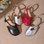 Women Tabi Split Toe Slingback Sandals Soft Leather Closed Toe Back Strap Flat Hollow Casual Summer Beach Shoes
