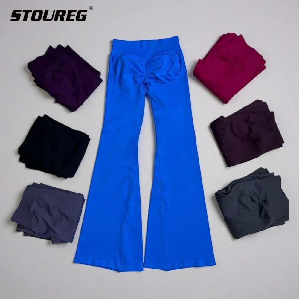 STOUREG Impact Flared Leggings Seamless Women Yoga Pants Scrunch Butt Lift Tummy Control Fitness Gym Workout Sports Leggings