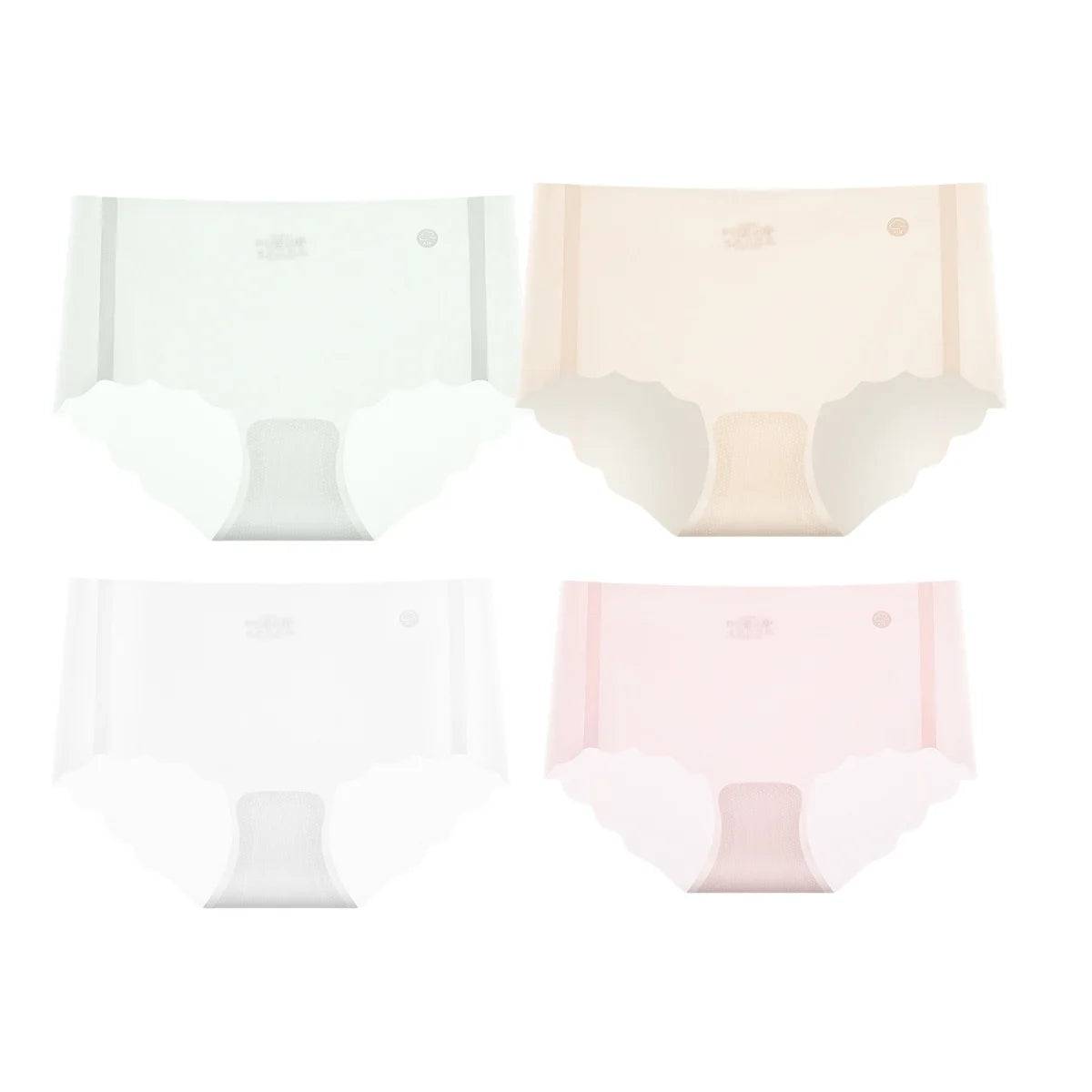4Pcs/Set Women Low Rise Ice Silk Brief Underwear Sheer Cooling Panties Scalloped Edge Low Waist Daily Underpants Intimates M-XL