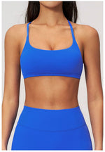 Backless Yoga Bra Woman Gym Tops Sports Bra Strap Cross Back Womens Underwear Adjustable Shoulder Strap Inner Padded Yoga Vest
