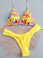 2026 Printed Thong Bikinis Padded Trikini Swimsuit Women Sexy Brazilian Swimwear Female Bathers Bathing Swimming Swim Suit