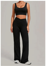 Women's Seamless Yoga Sets Sports Fitness Hip-lifting High Waist Flared Pants Backless Bra Suits Training WorkoutLeggings Sets