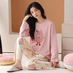 Pure cotton pajamas for women, long-sleeved trousers, can be worn outside, pure cotton home clothes, Class A antibacterial 100%