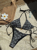 Sexy Mesh Flower Bikinis Sets Women Hot Pink Halter Push Up Bra Tie Side Swimsuit 2026 Beach Bathing Suit Holiday Micro Swimwear