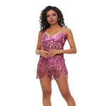 Belly Dancer Outfit Sequin Tassel Bra Top with Fringe Hip Scarf Set Sparkling Rave Party Costume for Women Girls