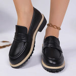 Patent Leather Thick Heels Loafers Women Spring New Mixed Color Med Heel Office Pumps Woman Plus Size 43 Slip On Single Shoes