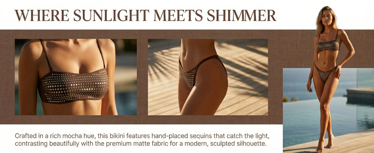 2026 Shiny Sequins Bandeau Bikini Women Swimwear Female Swimsuit Two-pieces Bikini Set Bather Bathing Suit Swim Lady Beachwear