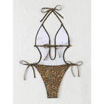 2026 Leopard One Piece Swimsuit Women Cut Out Swimwear Sexy Backless Bathing Suit Tie Side Monokini Beach Bodysuit Beach Wear