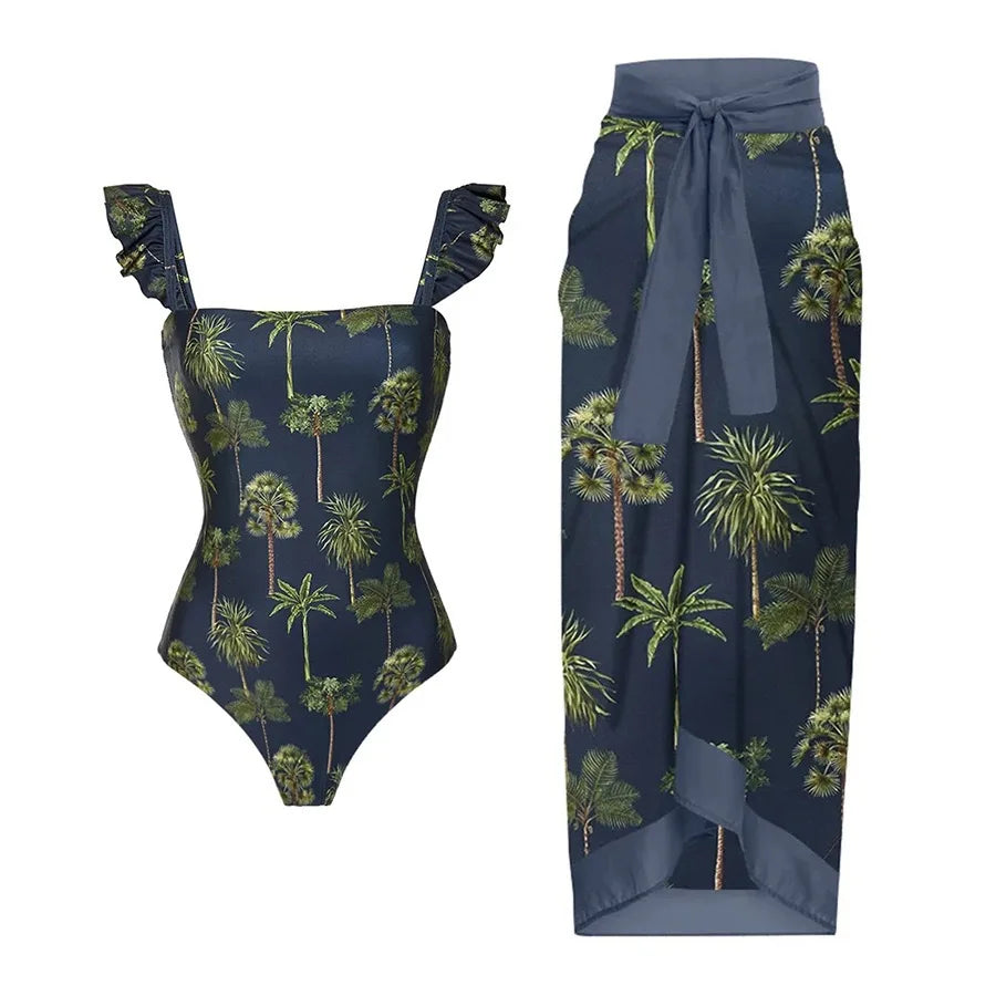 2026 New Arrival Push Up Women Bikini Set Floral Printed Ruffle Bikinis Strappy Bandage Swimwear Brazilian Biquini Bathing Suit
