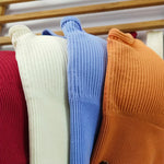 Women'S Ribbed Seamless Sports Bralettes,High Stretch Knit Fabric, Solid Color, with Removable Pads for All Seasons