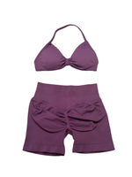 2 Piece DFTLF Impact Gym Set Women Sports Bra Shorts Sets Open Back Scrunch Butt Seamless Workout Jogging Sports Training Set