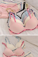 Wireless Non Padded Bra Set for Small Bust Seamless Comfort Bralette & Briefs Pure Elegant Ladies Intimates Teen Girls Underwear