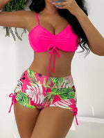 Drawstring Front Shorts Bikinis 2024 High Waist Swimsuit Women Swimwear Female Bathers Bathing Swimming Swim Suit Beachwear