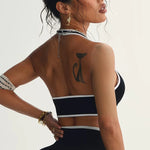 Shockproof Breathable Sports Bra Halter Neck Vest with Chest Pad for Gym Running Yoga Pilates Training Fitness Back Beauty