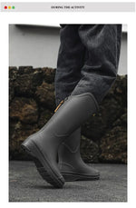 Women's Rain Boots Anti Slip Thick Soles Outdoor Long Tube Rain Boots Waterproof Fashion Wear-resistant Kitchen Women's Boots