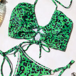 Sexy High Cut Leopard Bikini Women Swimwear Female Swimsuit Two-Pieces Bikini Set Lace Up Bather Bathing Suit Swim V1708
