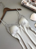 Sexy Pajamas Women's Silk Suspender Nightdress Ladies Spring And Summer Ice Silk Thin Halter Home Service Satin Night Dresses