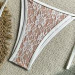 Embroidery Mesh Lace Halter Bikini Female Swimsuit Women Swimwear Two-pieces Bikini Set High Cut Bathing Suit Swim Beach Wear