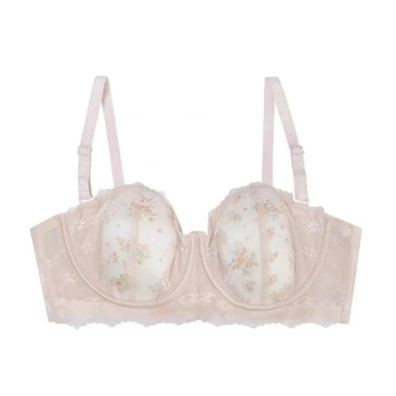 Summer Rabbit Cup Bralette Large Bust Light Support Thin Lace Beachwear Pure Comfort Wirefree Anti-Sagging Bra AU S-XL MOYISU