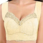 Shockproof Push-up Wireless Yoga Daily Bra Women Bra Wide Shoulder Strap Hollow Out Lace Seamless Thin Anti-exposure Comfort