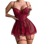 Soild Lingerie Erotic Nightwear Womens' Nightdress Sexy Pajamas Lace Nightclub Fun Underwear Hollow Backless Ladies Nightgown