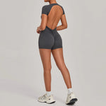 Seamless Yoga Jumpsuits Sports Fitness Backless Peach Hip-lifting Running Workout Gym One-piece Shorts Bodysuits for Women