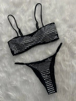 Sexy two-piece bikini high temperature perm sequined women's swimsuit beach vacation swimwear