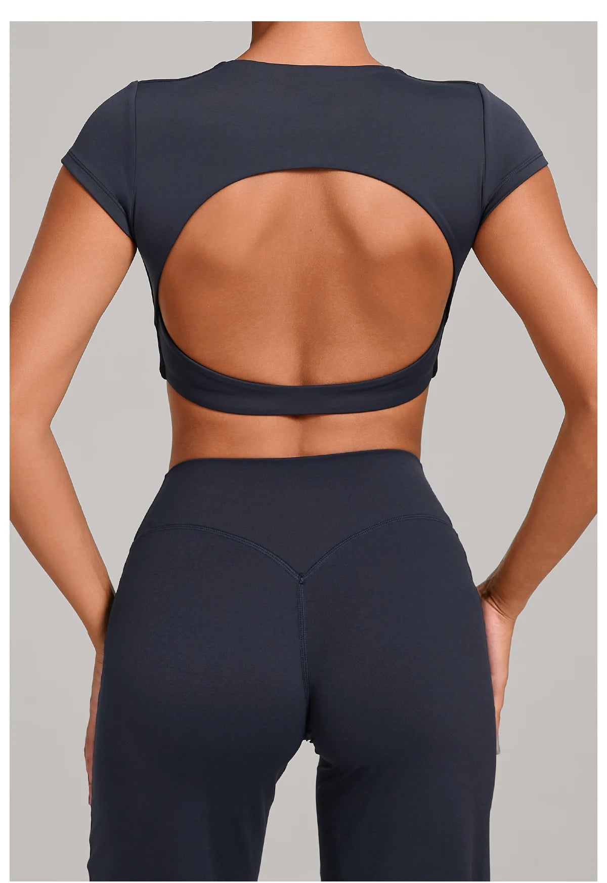 No Padded Women's Yoga T-shirt Short Sleeves Bra Backless Fitness Top Beautiful Back Gym Clothes Form-fitting Running Tee