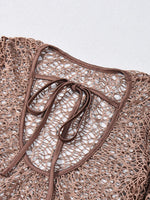 Sexy hollow bikini swimsuit cover-up European and American summer solid color beach dress