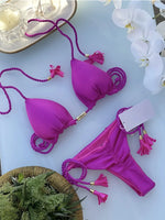 Sexy Braiding rope Bandage Solid Bikini Set Women SwimsuitPit strip fabric Triangle Swimwear Bathing Suit Brazilian Biquinis