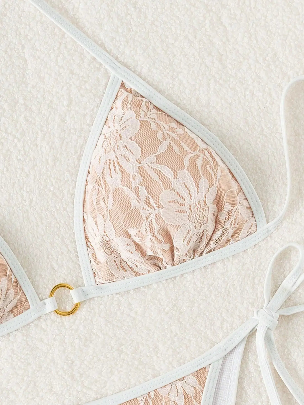 Embroidery Mesh Lace Halter High Cut Bikini Female Swimsuit Women Swimwear Two-pieces Bikini Set Bather Bathing Suit Swim Beach