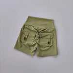 Nude High-Waisted Women's Yoga Fitness Shorts with Pockets Peach Hip Sports Fitness Running Training Gym Active Leggings