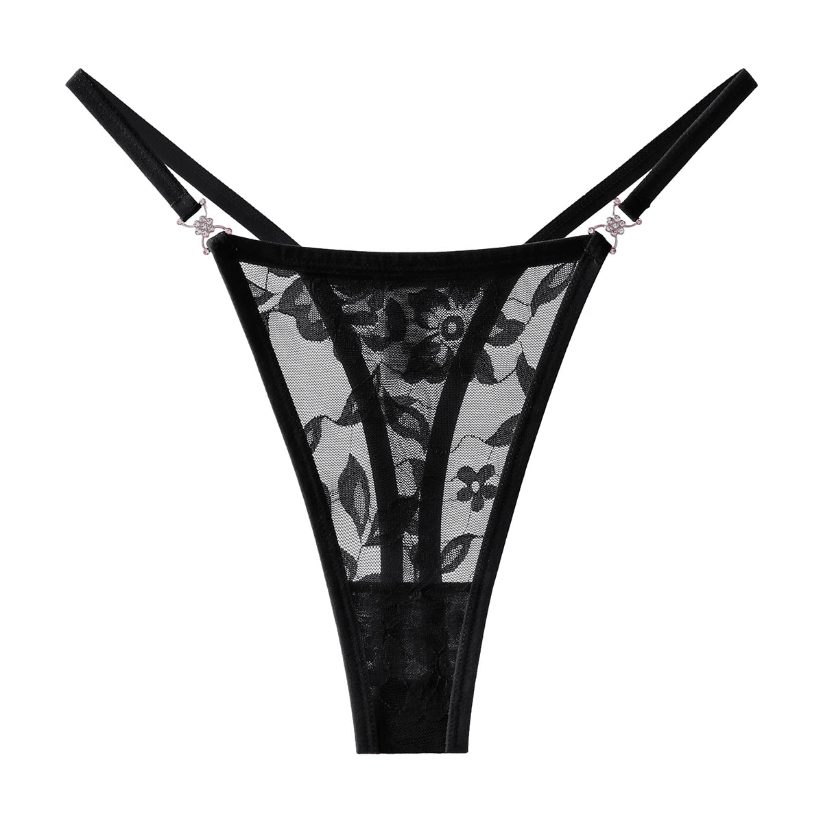 5pcs/pack Low Waist Sexy Women's G-String Underwear Floral Elegant Thongs Breathable Lingerie with Rhinestones Female Panties