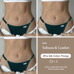 3PCS Women's Panties Cotton Thongs Adjustable Waist Sexy G-String Solid Color Seamless Intimate Female Underpants Lingerie S-XL