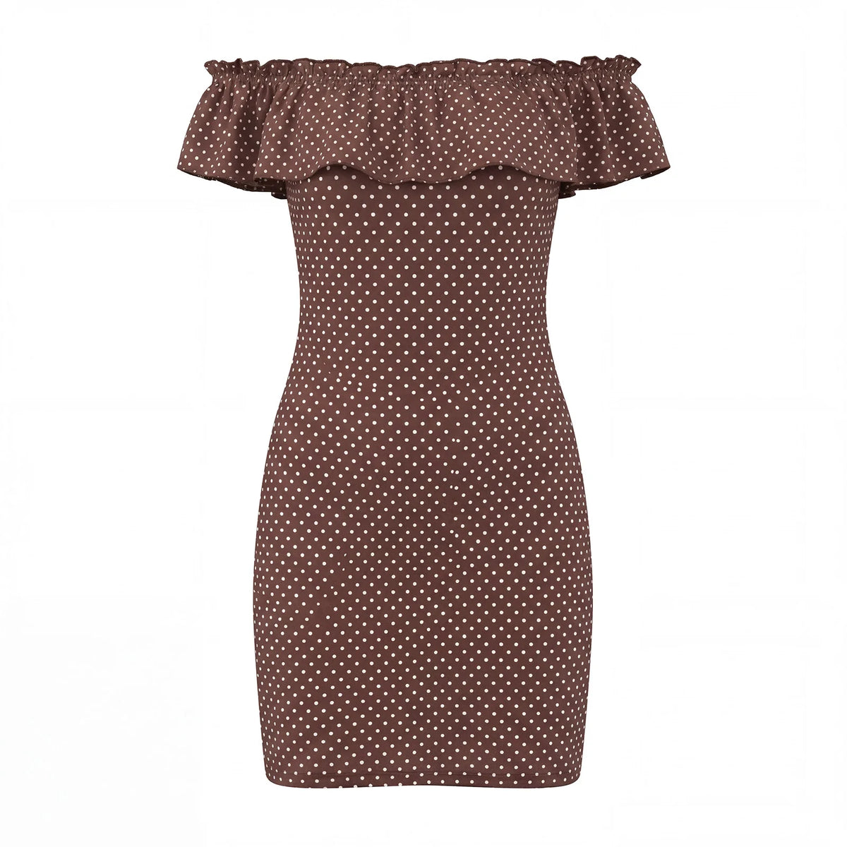 Women's Fashion Dress Ruffle Off Shoulder Sleeveless Dots Print Slim Fit Mini Dress for Party Club Dating Summer Streetwear