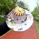 Multi-functional Travel Wide Brim Fan Sun Hats Foldable Bamboo Fan Hat Summer Sunshade Anti-squat Caps Fashion