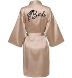 Wedding Party Team Bride Robe With Black Letters Kimono Satin Pajamas Bridesmaid Bathrobe SP033