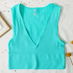 Deep V Crop Top Women Bra Top Sexy Lingere Seamless Underwear Female Tanks Top Sleeveless Fitness Top Camisole