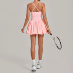 Women's Tennis Skirt Dress Sports Fitness Golf Beautiful Back Slim-fit One-Piece Training Workout Gym Anti-exposure Yoga Dress